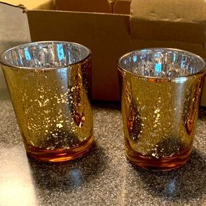 DEVI Gold Metallic Colored Glass Candle Holders (12) Piece Case! Holders Only.